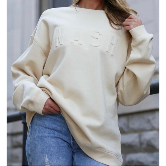Nash Tops - Nash The Nash Collection Iconic Crewneck Sweatshirt Jet Stream Cream SizeM/L NWT